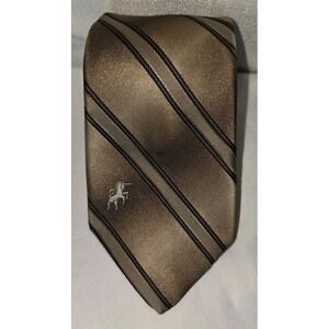 Vintage Bronzini Tie Brown with Diagonal‎ Stripes with Unicorn Emblem 57" Length